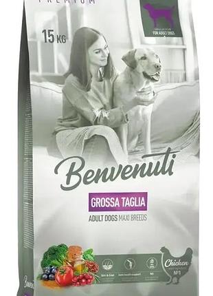Сухий корм для собак benvenuti grossa taglia з куркою, 15 кг