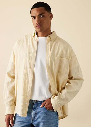 Weekday long sleeve seersucker shirt in light yellow жовта сорочка weekday