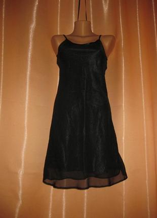 Легкое шифоновое черное приталенное платье сарафан bay trading company, 10р, км08262 фото