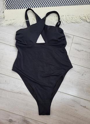 Суцільний чорний  купальник з регульованими бретелями 40, l, h&m