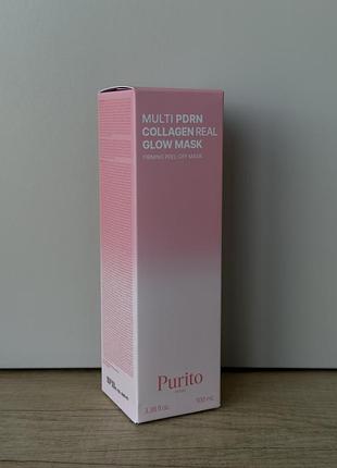 Маска-плівка для пружності шкіри обличчя purito multi pdrn collagen real glow mask, 100мл