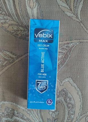 Чоловічий крем-дезодорант vebix max deo cream blue active 7 days, 25 мл