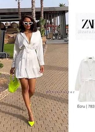 Біла лляна сукня zara