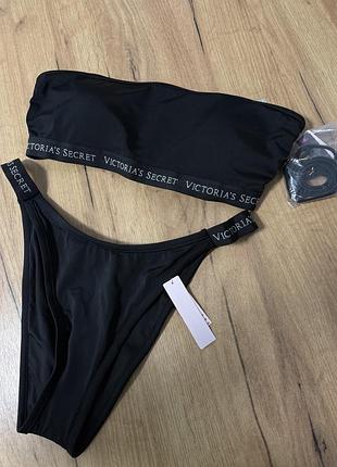 Купальник жіночий  victoria’s secret чорний бандо оригінал розмір l