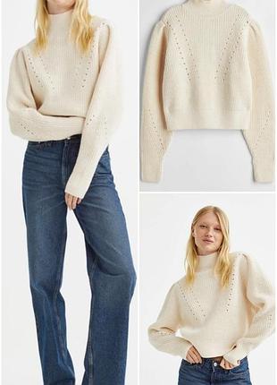 В'язаний жіночий светр джемпер кофта молочний білий оверсайз h&m