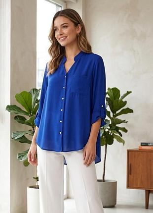 Синя сорочка/ блуза шифонова , dorothy perkins, l