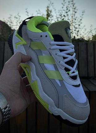 Кроссовки adidas niteball ll, серые / салатовые