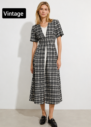 Платье женское грузовое макси в клетку от бренда vintage xs s