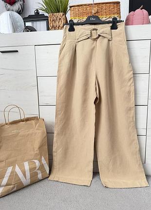 Жіночі високі широкі брюки штани льон+ліоцел zara оригінал s