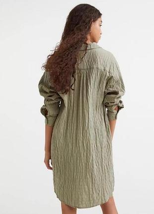 Стильное фактурное платье-рубашка h&amp;m в стиле бохо / кэжуал большой размер хлопок муслин