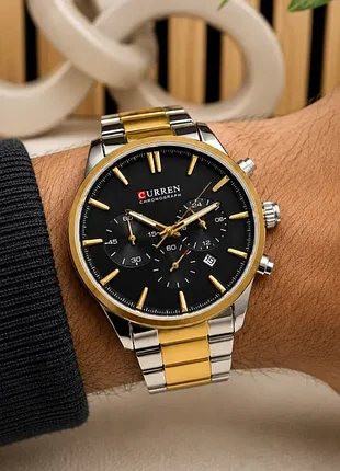 Чоловічий годинник curren 8446 silver-gold-black