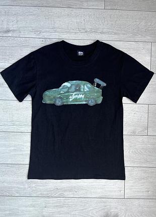 Футболка stussy racecar tee size s с размер черного цвета с графическим принтом гоночного автомобиля майка оригинал