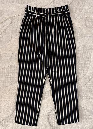 Брюки h&m у смужку з поясом 🤍🖤
