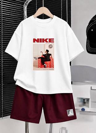 Літній чоловічий спортивний костюм комплект з великим принтом nike