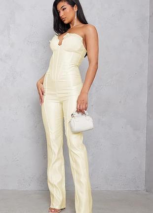 Комбінезон prettylittlething cream organza cup corset satin bandeau jumpsuit
