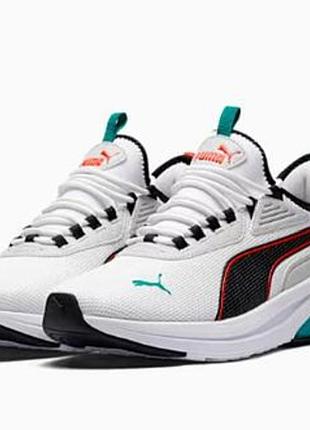 Мужские кроссовки puma amplifier в стильном белом колорвее с черными, бирюзовыми и красными акцентами)