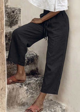 Штани чорні лляні h&m linen blend, розмір xs