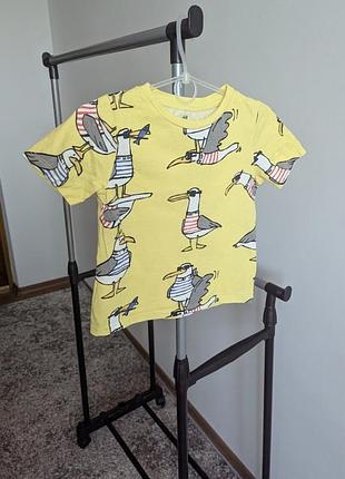 Футболка лето птички желтая лимонная h&amp;m 3-4