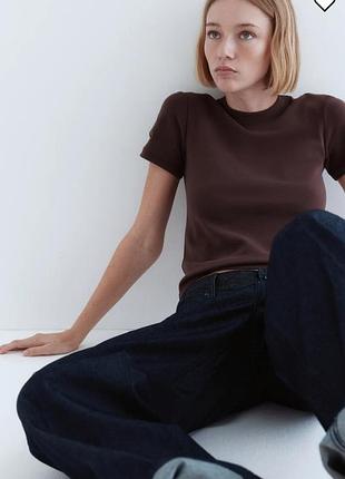 Бавовняна однотонна базова футболка h&m