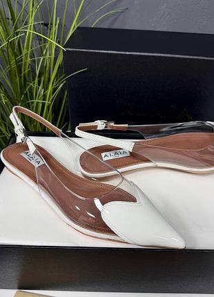 Женские белые балетки босоножки алая alaia alaïa