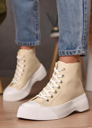 Летние стильные высокие кеды ботинки