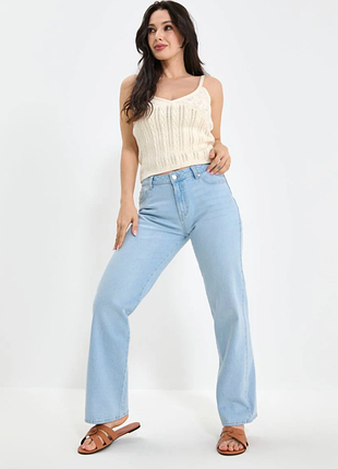 Wide leg джинсы голубые базовые прямого свободного кроя