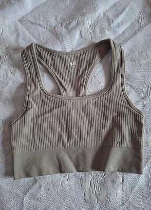 Бежевий спортивний топ рубчик h&m sport розмір s