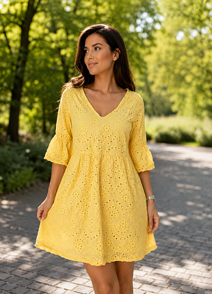 Жовта бавовняна сукня прошва via signoria italy ☀️ boho стиль
