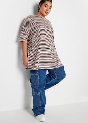 🌈 новая удлиненная футболка-туника yours clothing в разноцветную полоску 🌈 размер 18 (xl-xxl)