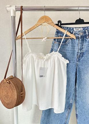 Новий білий мусліновий топ h&m 🤍