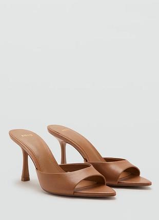 Босоніжки mango pointed heel sandals жіночі гостроносі світло-коричневі