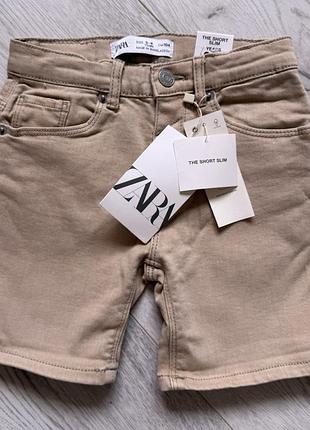 Нові дитячі шорти zara нові з бірками бежеві джинсові на хлопчика 3-4 роки (104 см)