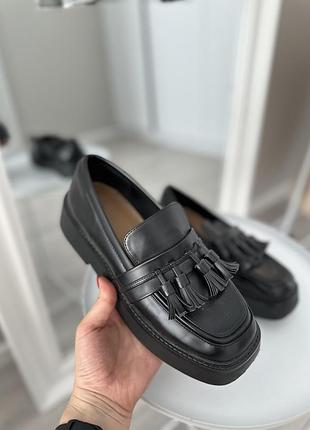 Шкіряні лофери asos з квадратним носком з кісточками туфлі з бахромою
