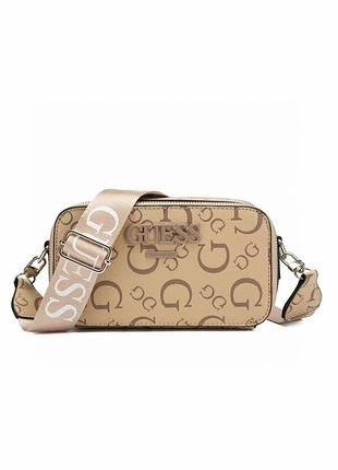 Жіноча сумка guess крос-боді прямокутна бежева