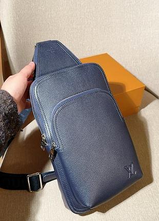 Чоловіча нагрудна сумка louis vuitton avenue total blue синя