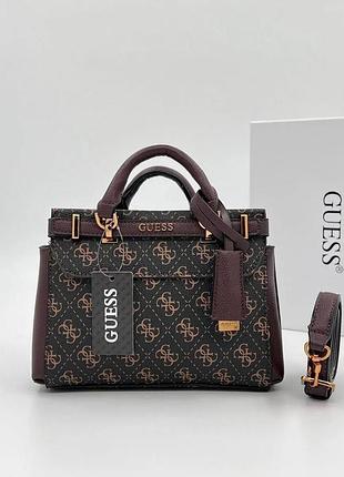 Жіноча сумка guess 088 з двома ручками темно-коричнева
