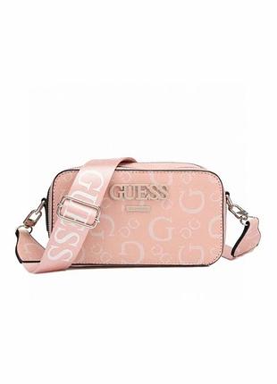 Женская сумка guess кросс-боди прямоугольная розовая