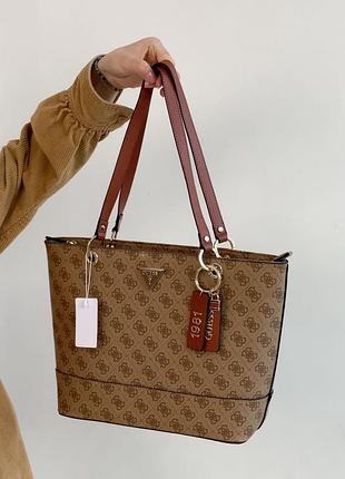 Жіноча сумка guess шопер бежева