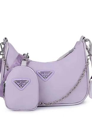 Жіноча сумка prada хобо фіолетова