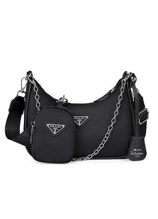 Жіноча сумка prada хобо чорна