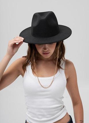 Женская шляпа fedora с цепочкой black