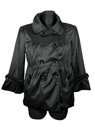 Винтажный атласный плащ-тренч double-breasted vintage 2000s y2k babydoll 90s goth