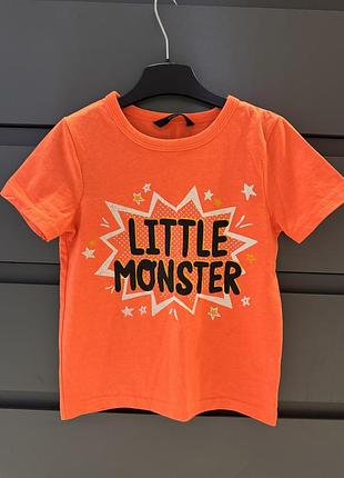 George неонова помаранчева футболка little monster  на хлопчика 4-5 років