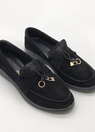 Женские лоферы loro piana, замшевые туфли лоро пиана мокасины черная замша 38
