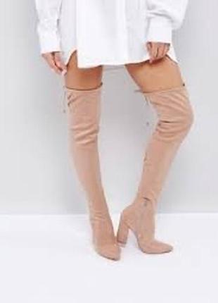 Бархатные женские ботфорты river island  сапоги чулки