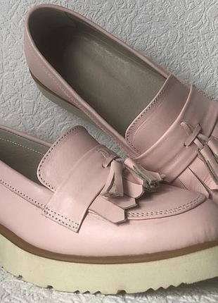 Суперские лоферы обувь в стиле loafer женские классические туфли лоуферы пудра кожа 38 ,40 разм 40