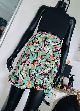 Юбка мини цветочный принт primark uk 14 (l)