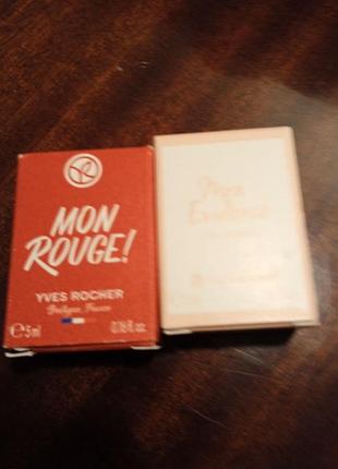 Миниатюры yves rocher 5ml   accord chic. quelques notes l"amour.  , mon rouge 5ml, qui a lamour 5ml