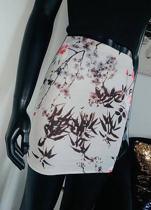 Юбка мини missguided с цветочным принтом uk 8 (s)
