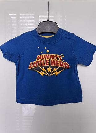 Mothercare синя футболка mummy’s little hero 0-3 міс